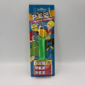 Vintage PEZ Candy Dispenser Green Yellow MOC Made‎ USA Strawberry Lemon Candy